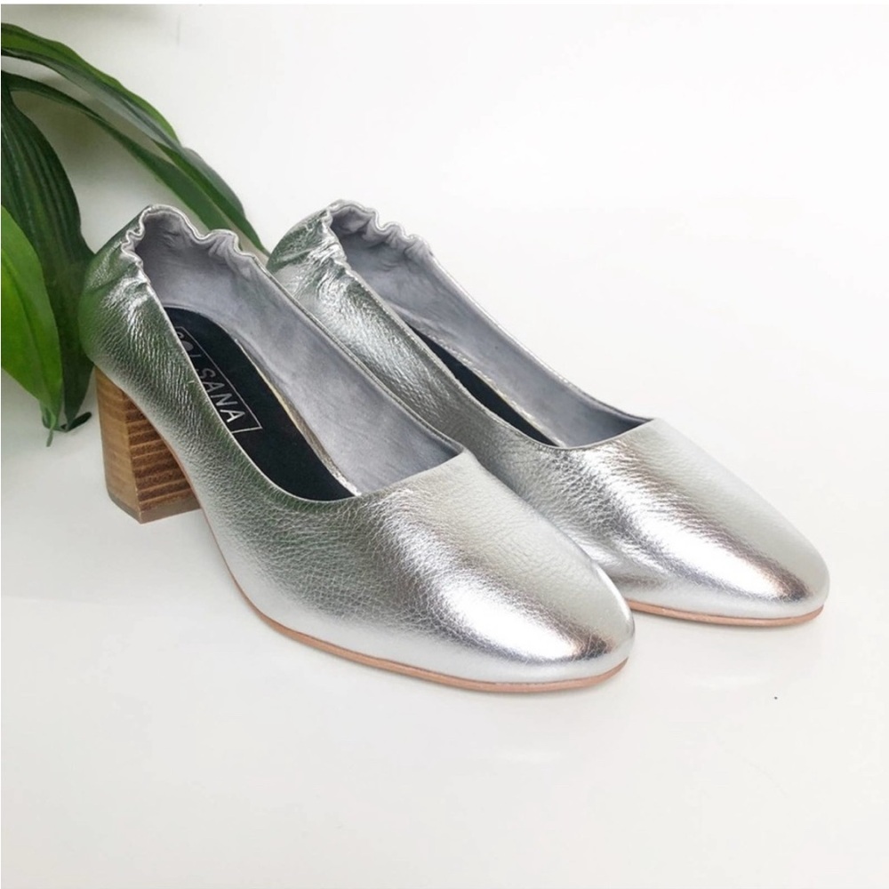 Solsana silver leather heels